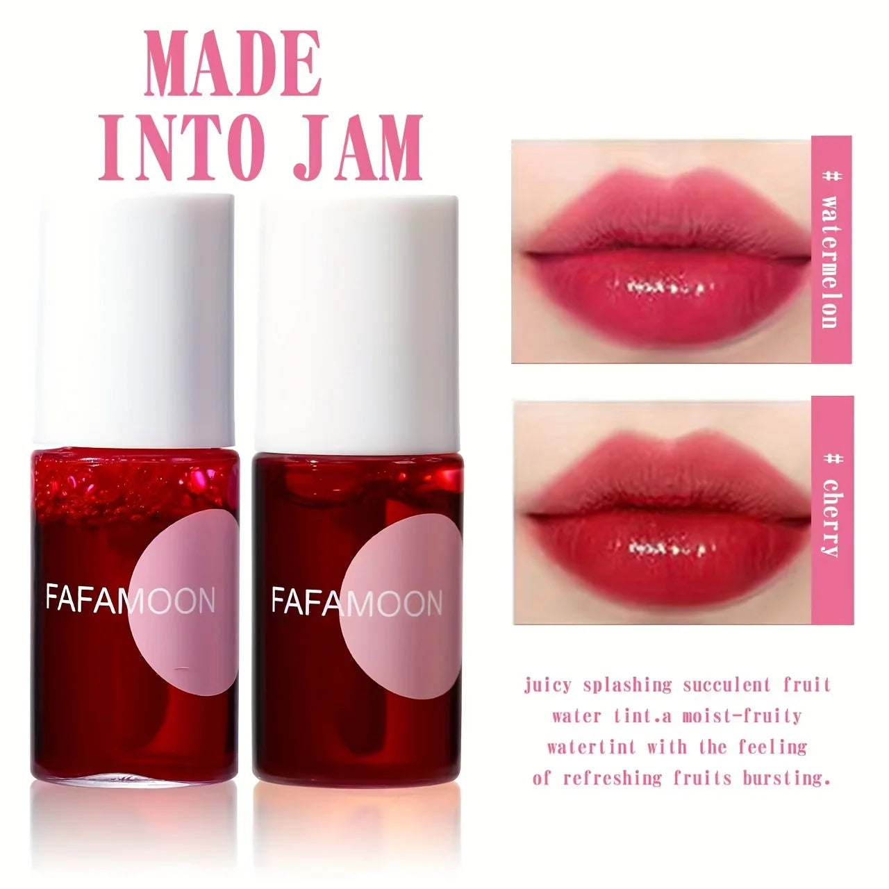 4-Color Fruity Lip Tint – Moisturizing, Waterproof, High-Pigment, Long-Lasting Gloss