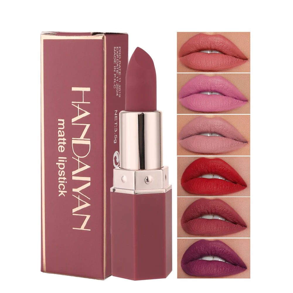 6-Color Matte Lipstick – Long-Lasting, Waterproof, Smudge-Proof Velvet Finish