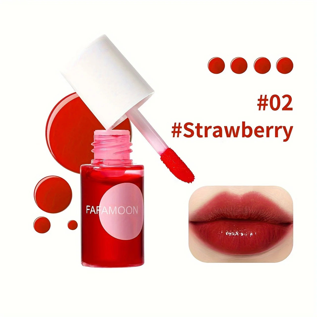 4-Color Fruity Lip Tint – Moisturizing, Waterproof, High-Pigment, Long-Lasting Gloss