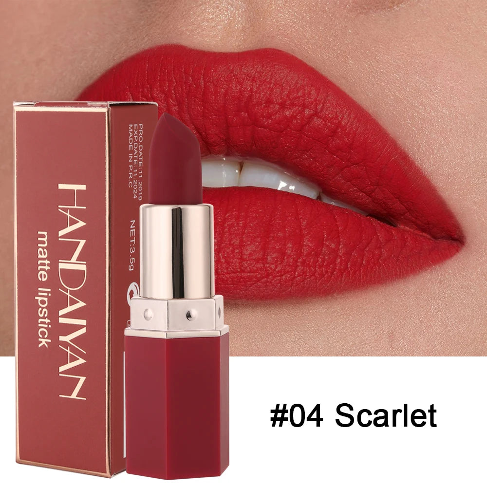 6-Color Matte Lipstick – Long-Lasting, Waterproof, Smudge-Proof Velvet Finish
