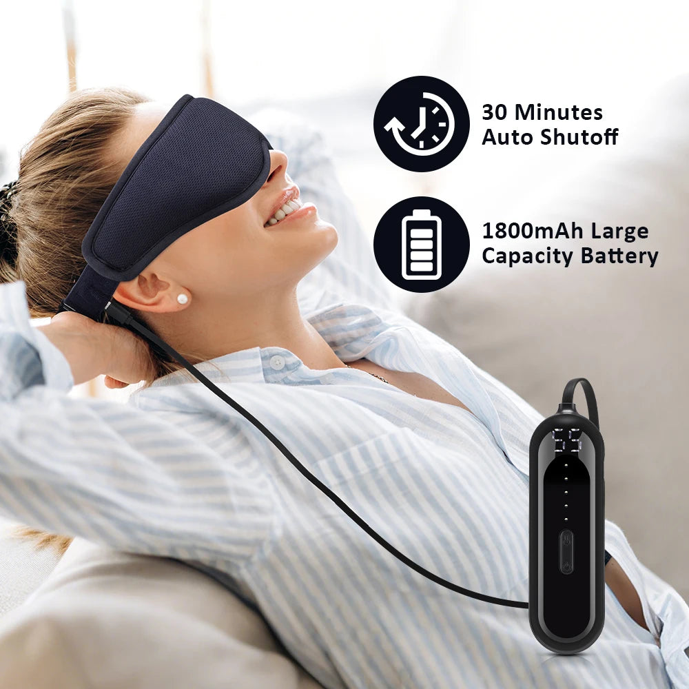 Electric Steam 3D Eye Massage Mask 3-Level Hot Compress Sleeping Mask with Eye Shades 5 Speeds Vibration for Relaxation