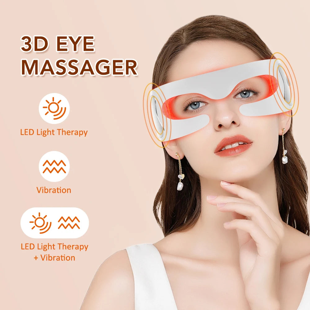 3D Visual Eye Massager with Red Light Therapy | Vibration Massage for Eye Muscle Relaxation, Fatigue Relief & Dark Circle Removal