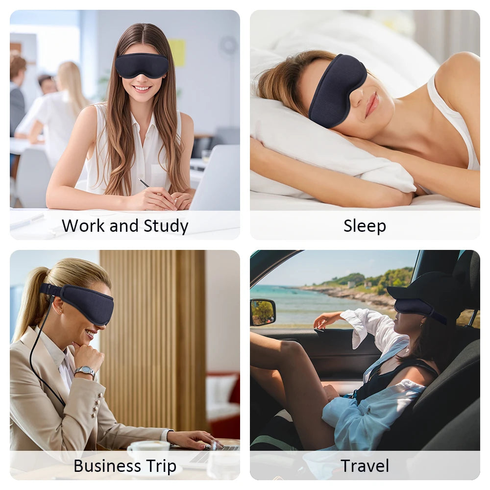 Electric Steam 3D Eye Massage Mask 3-Level Hot Compress Sleeping Mask with Eye Shades 5 Speeds Vibration for Relaxation