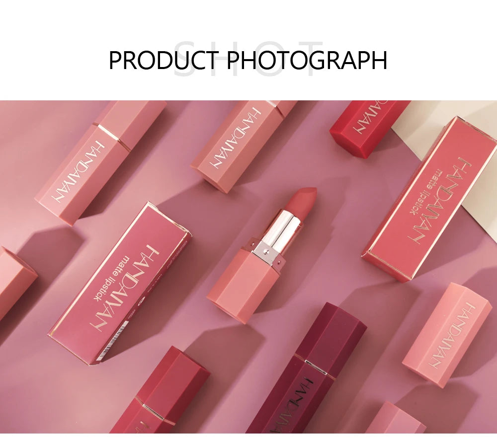 6-Color Matte Lipstick – Long-Lasting, Waterproof, Smudge-Proof Velvet Finish