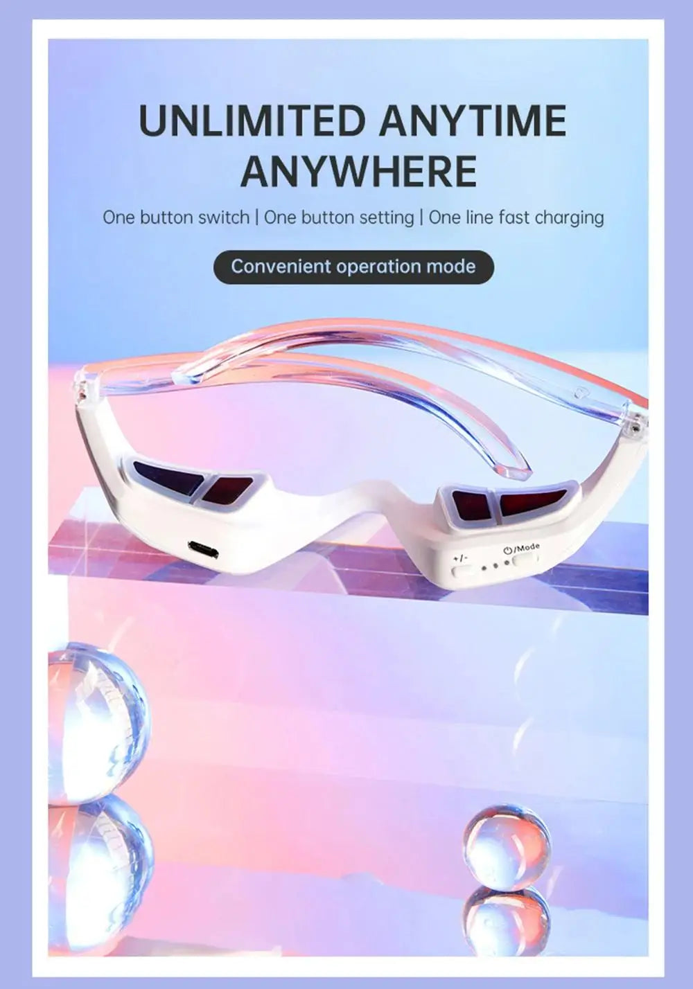 EMS Red Light Therapy Eye Massager – Anti-Aging, Hot Compress, Eye Fatigue Relief, Dark Circle Reduction & Relaxation