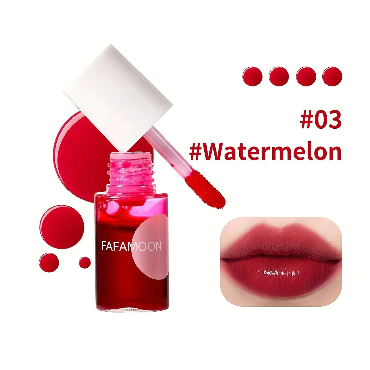 4-Color Fruity Lip Tint – Moisturizing, Waterproof, High-Pigment, Long-Lasting Gloss
