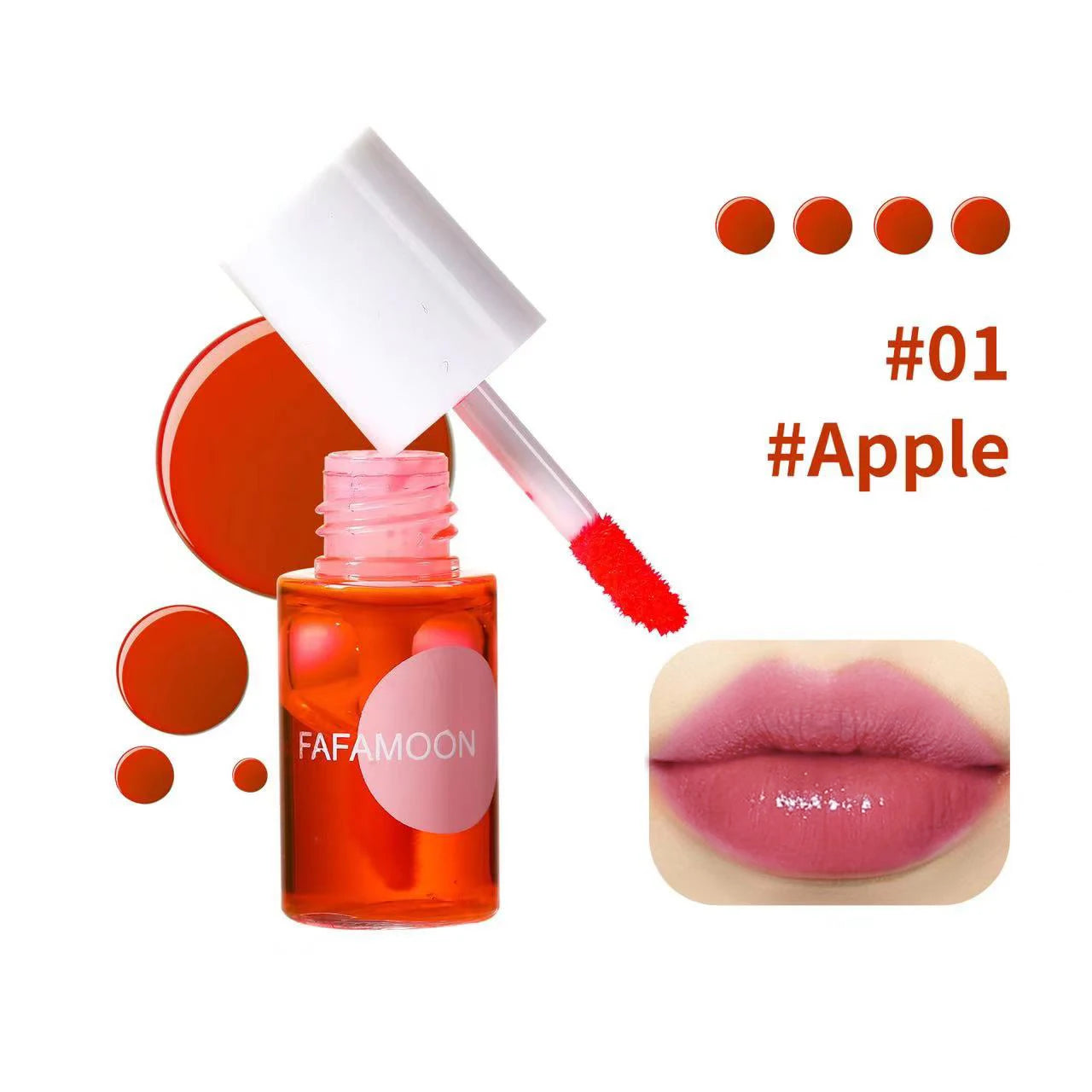 4-Color Fruity Lip Tint – Moisturizing, Waterproof, High-Pigment, Long-Lasting Gloss
