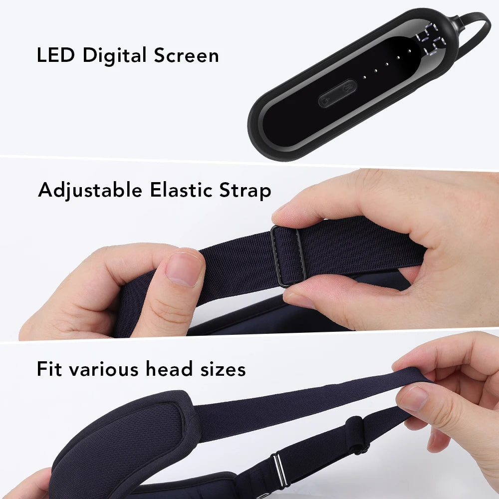 Electric Steam 3D Eye Massage Mask 3-Level Hot Compress Sleeping Mask with Eye Shades 5 Speeds Vibration for Relaxation