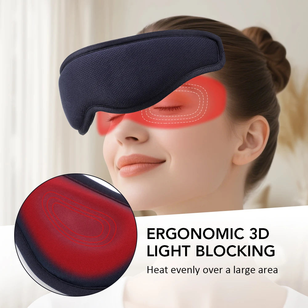 Electric Steam 3D Eye Massage Mask 3-Level Hot Compress Sleeping Mask with Eye Shades 5 Speeds Vibration for Relaxation
