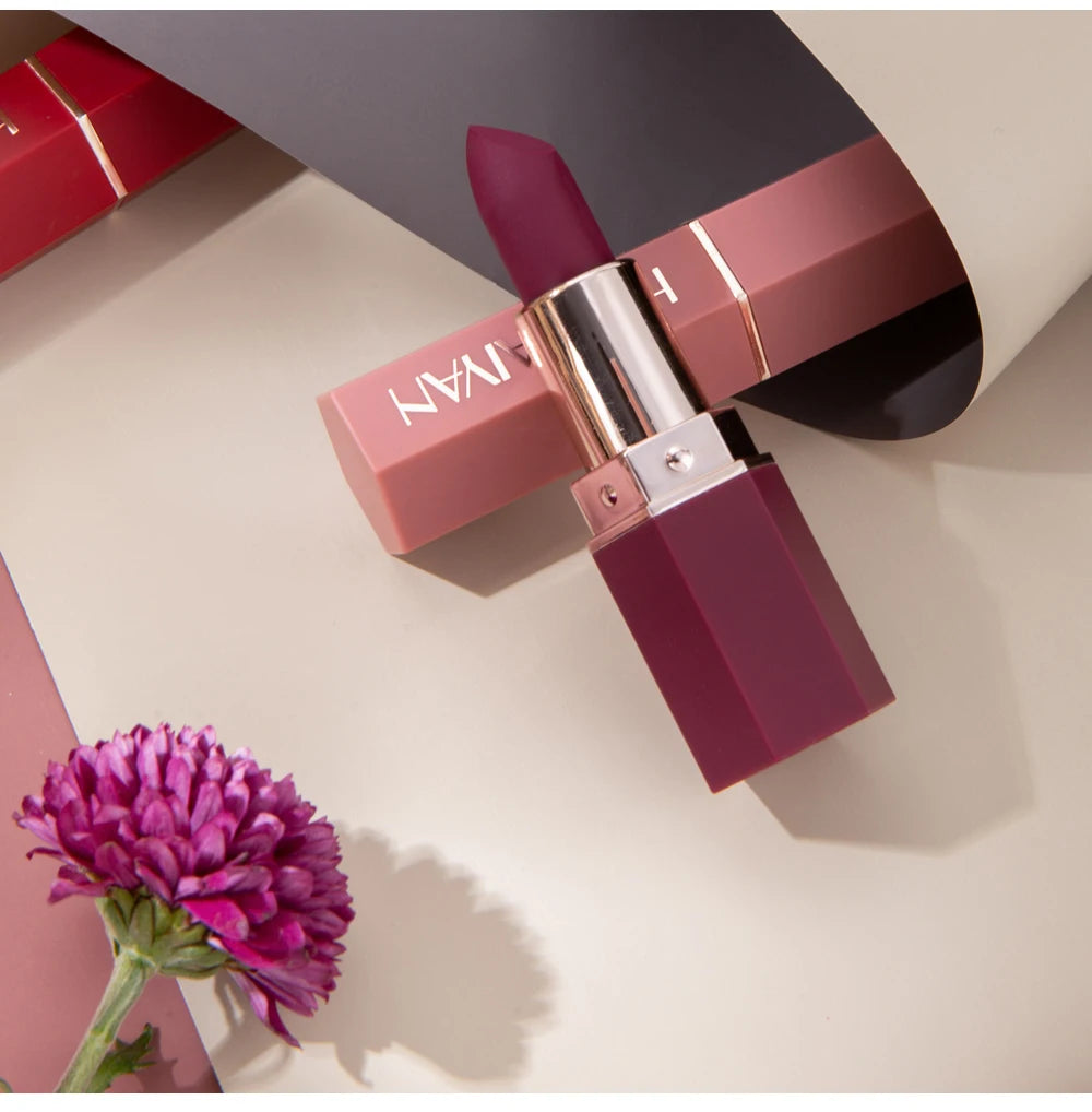 6-Color Matte Lipstick – Long-Lasting, Waterproof, Smudge-Proof Velvet Finish