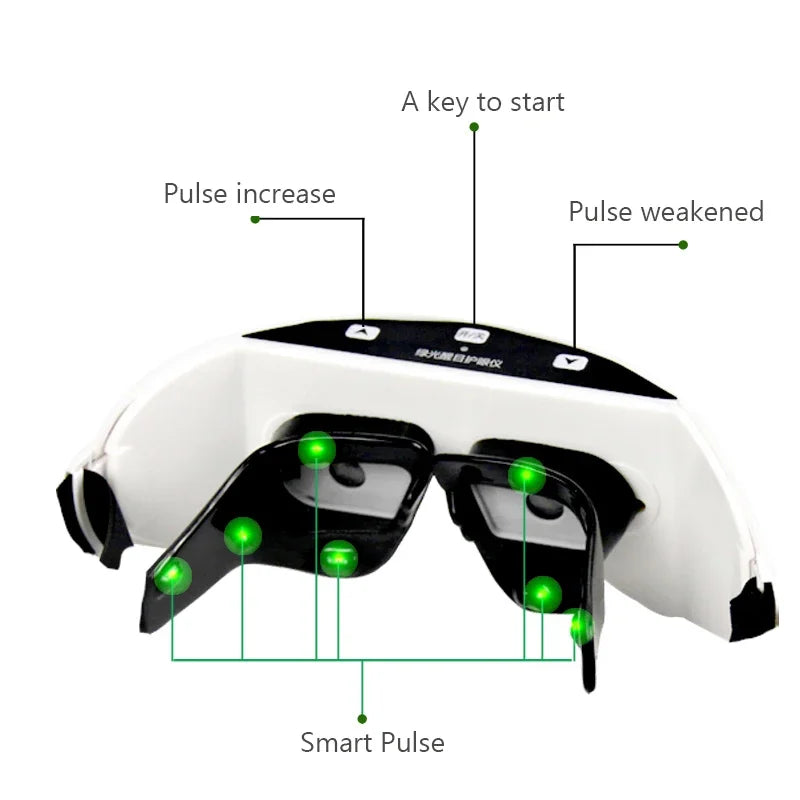 Smart Eye Massager – Relieve Eye Strain & Boost Focus | 6D Green Light + EMS Pulse Technology