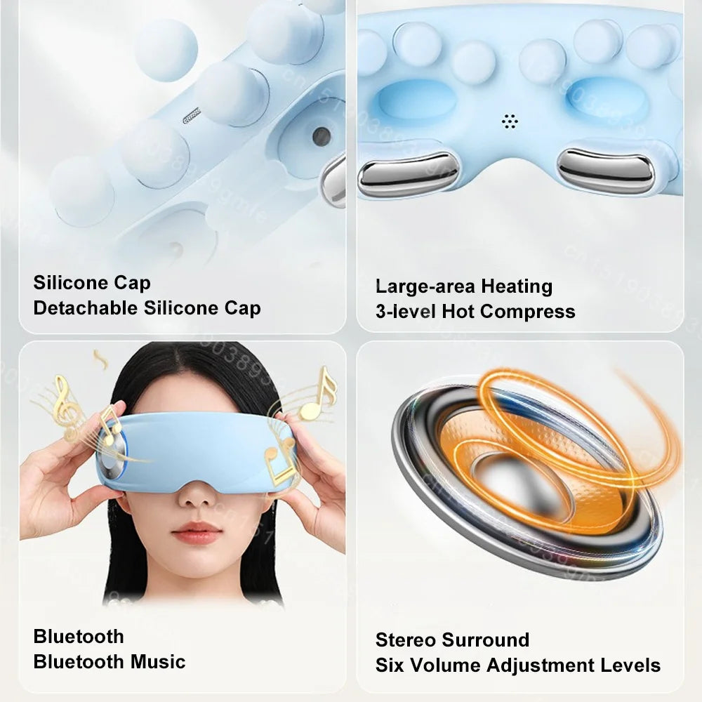 Multi-Effect Smart Steam Eye Mask – Electric 3D Eye Massager with Heat Compression for Eye Care & Relaxation