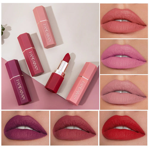 6-Color Matte Lipstick – Long-Lasting, Waterproof, Smudge-Proof Velvet Finish
