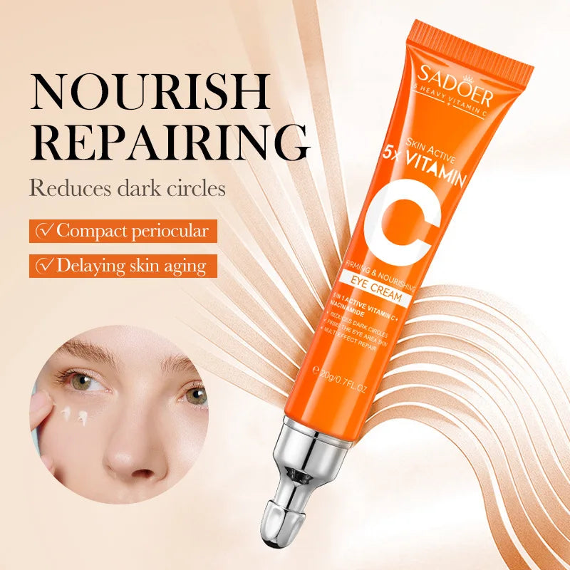 SADOER Vitamin C Eye Cream – Brightening, Anti-Dark Circles & Eye Bag Remover, Moisturizing