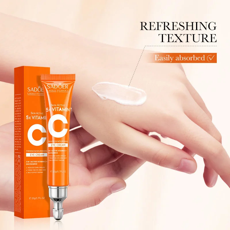 SADOER Vitamin C Eye Cream – Brightening, Anti-Dark Circles & Eye Bag Remover, Moisturizing