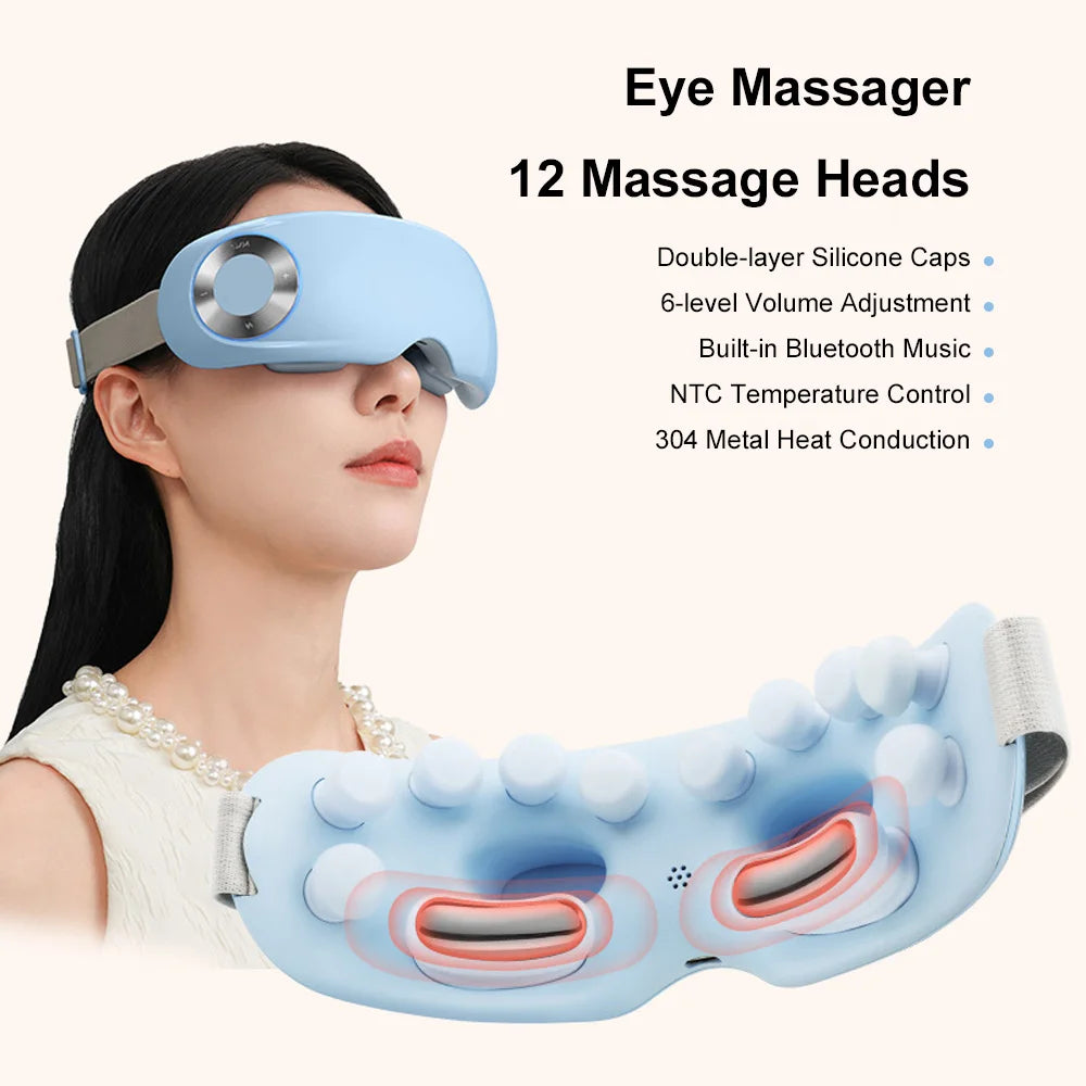 Multi-Effect Smart Steam Eye Mask – Electric 3D Eye Massager with Heat Compression for Eye Care & Relaxation